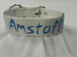 Obojek Amstaff, š.4cm, bílá+tyrkys