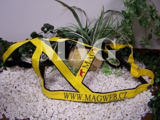 weight pull postroj žlutý s výšivkou, š.5cm