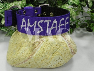 Obojek Amstaff, š.4cm, fialová+bílá