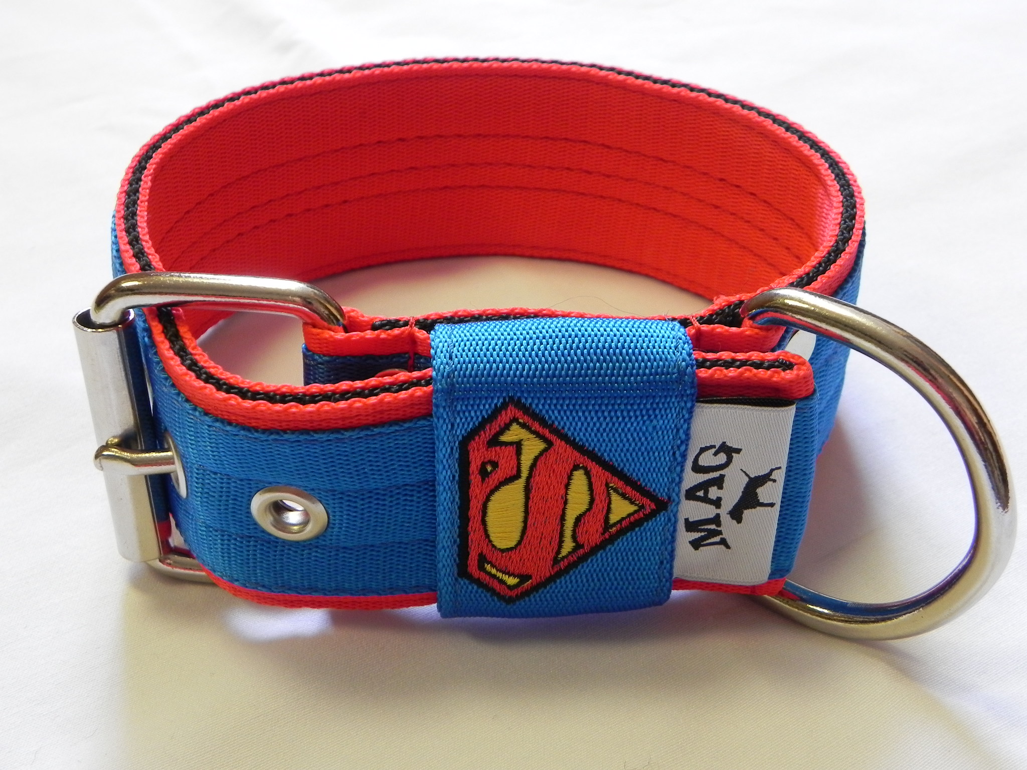 Obojek Supermann š.4cm s výšivkou