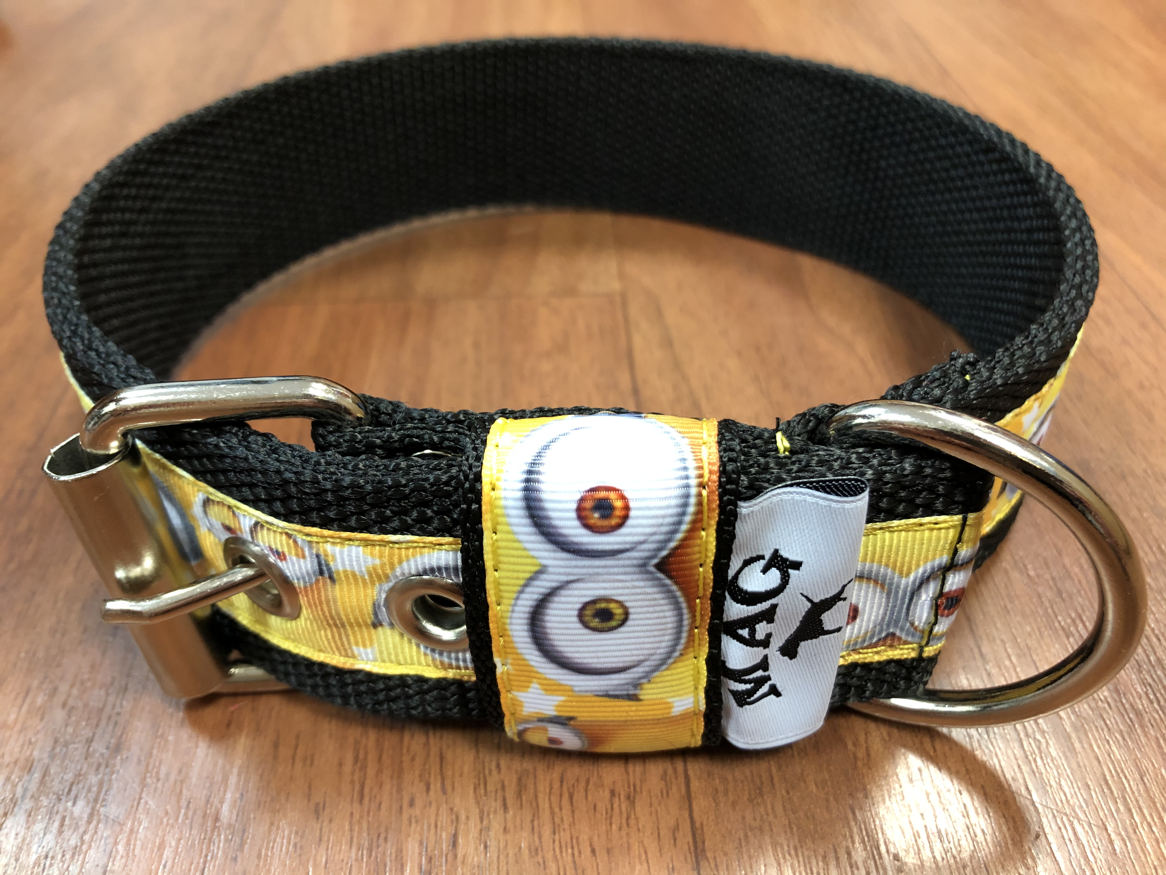 Obojek černý se stuhou 5cm - Minion