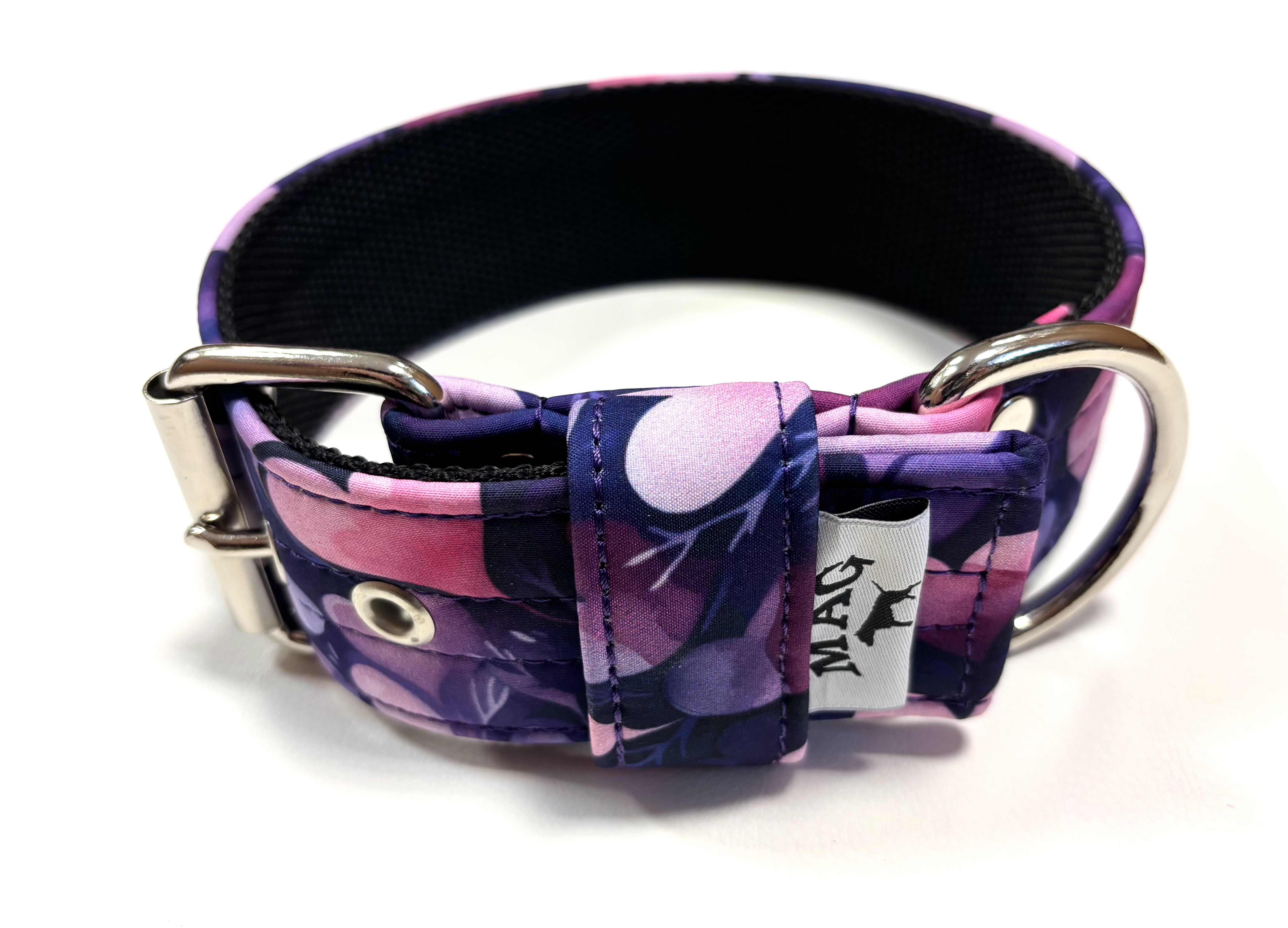 obojek softshell vršek 4cm - fialová srdíčka 