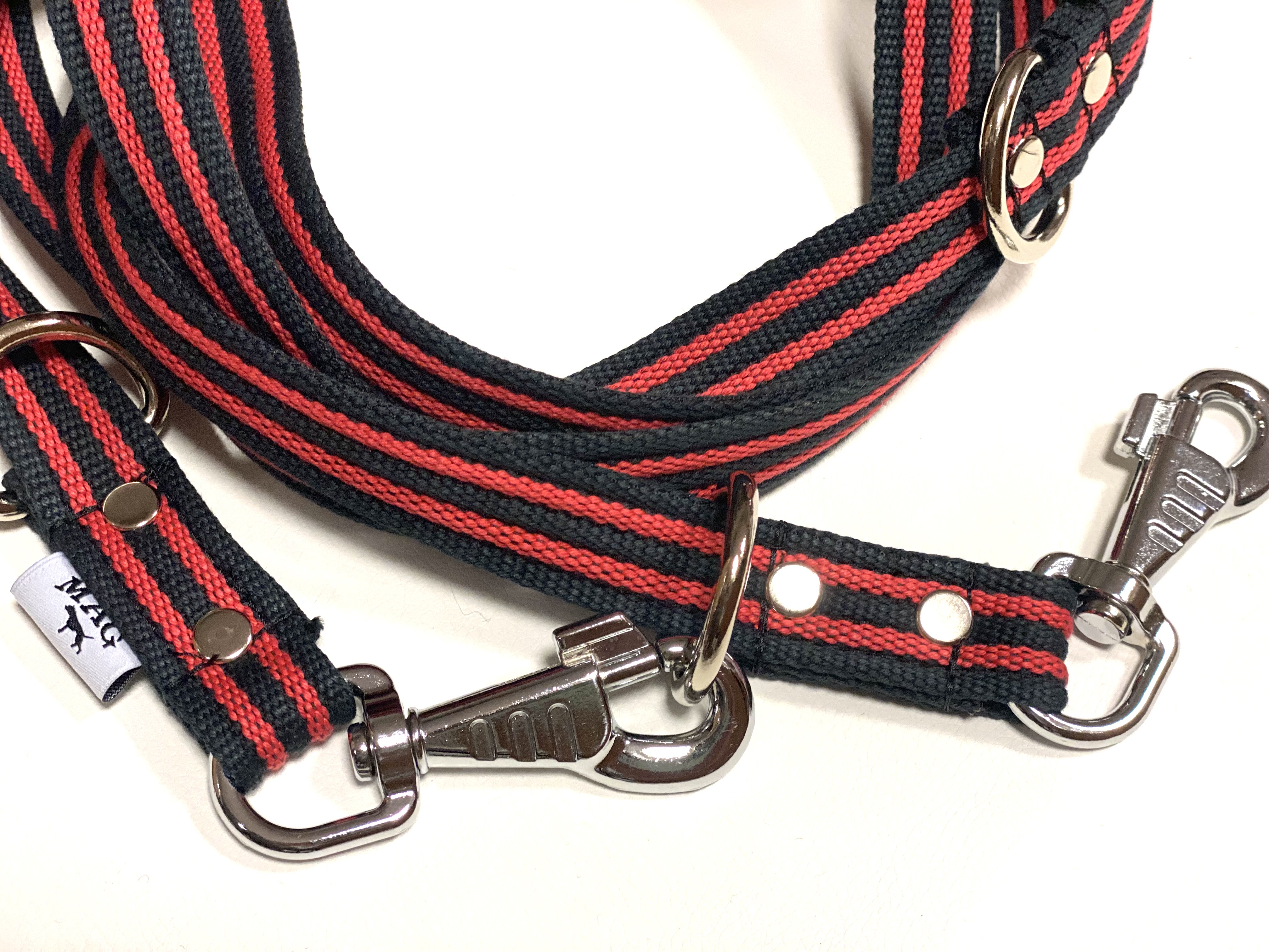 vodítko s uchem bavlna černá/červená d.1,5m