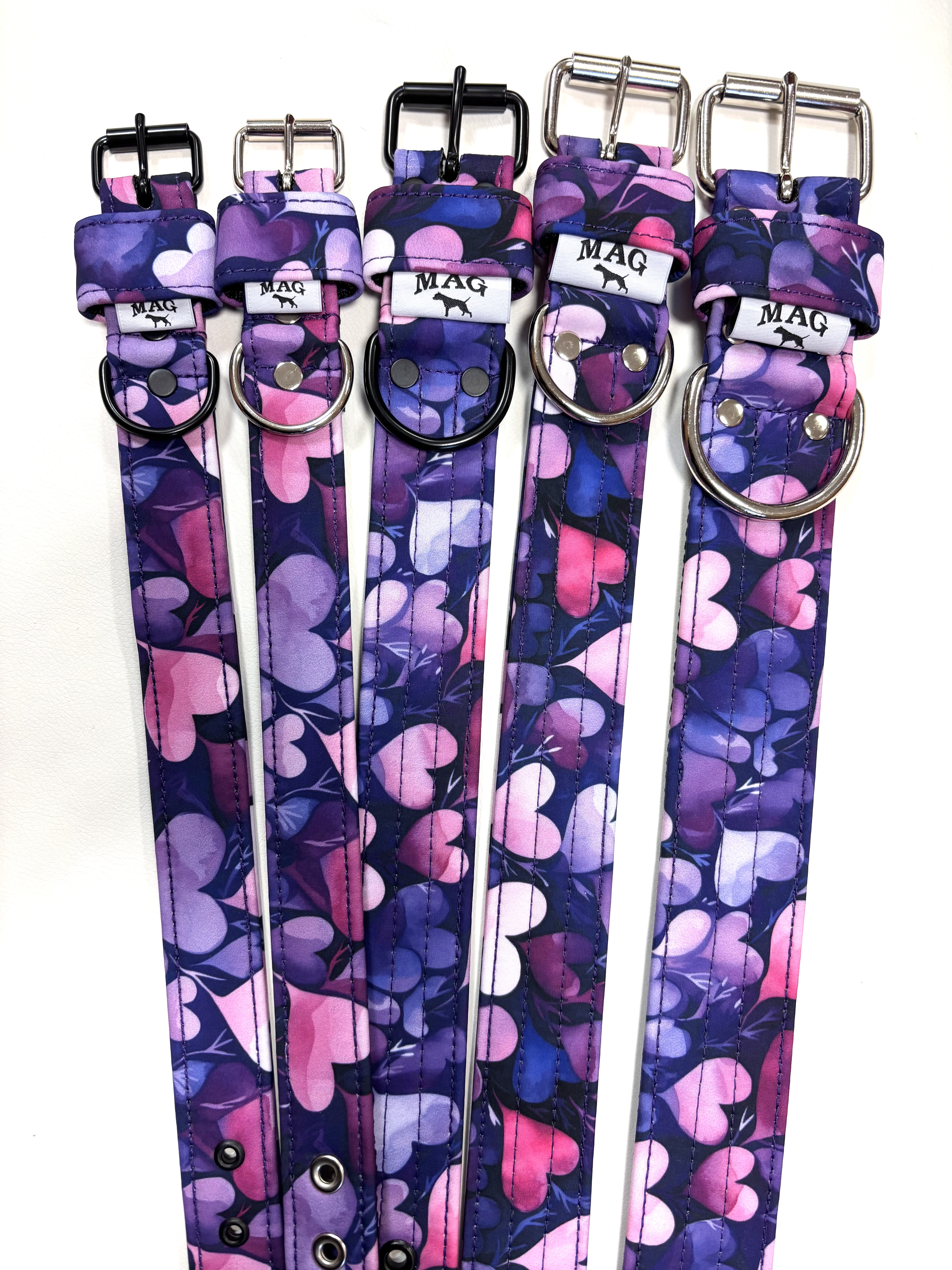 obojek celosoftshell 5cm - fialová srdíčka 