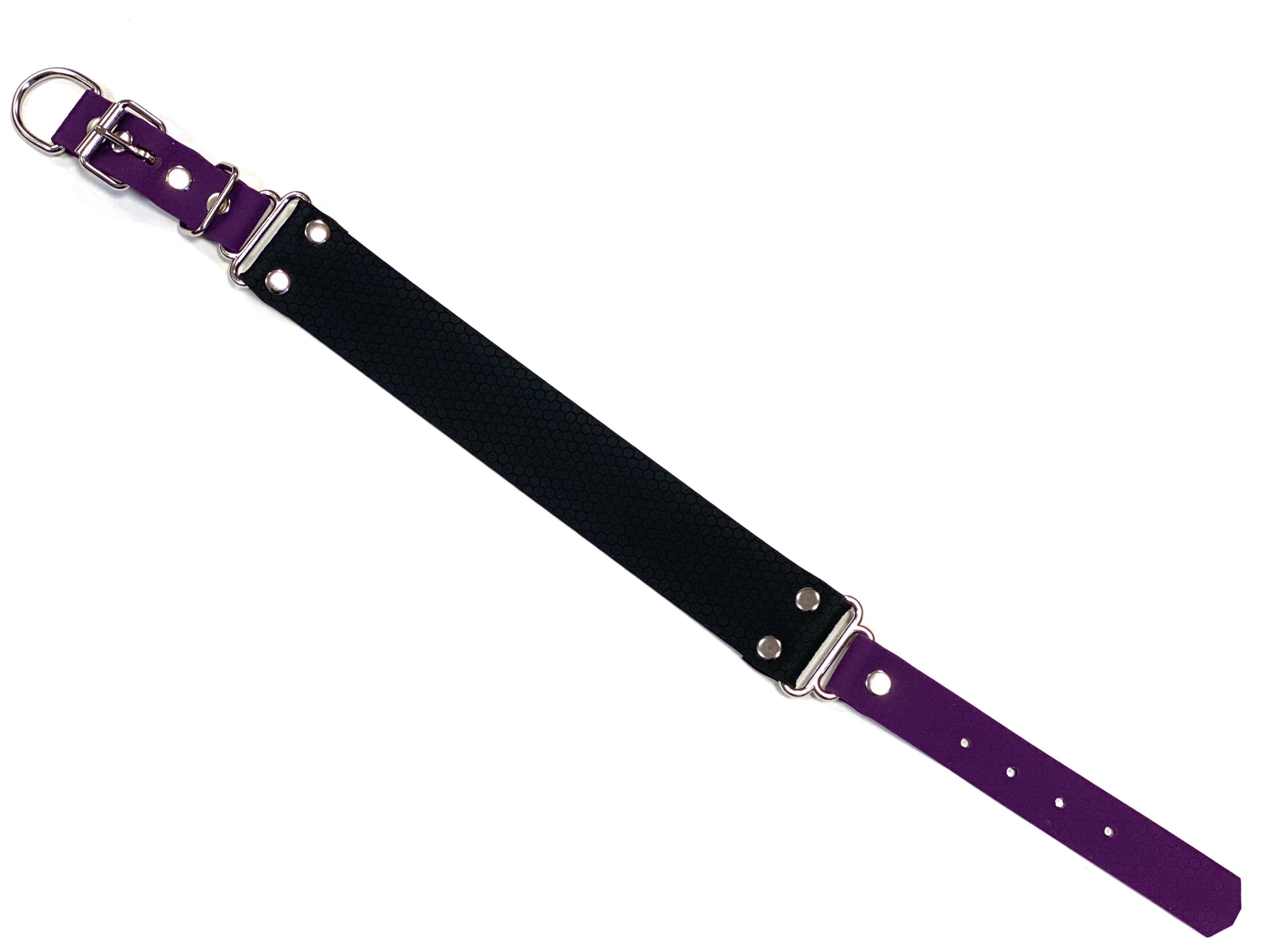Hexa obojek kombinace 4cm a 2,5cm, stříbrné kování, s okem před prezkou