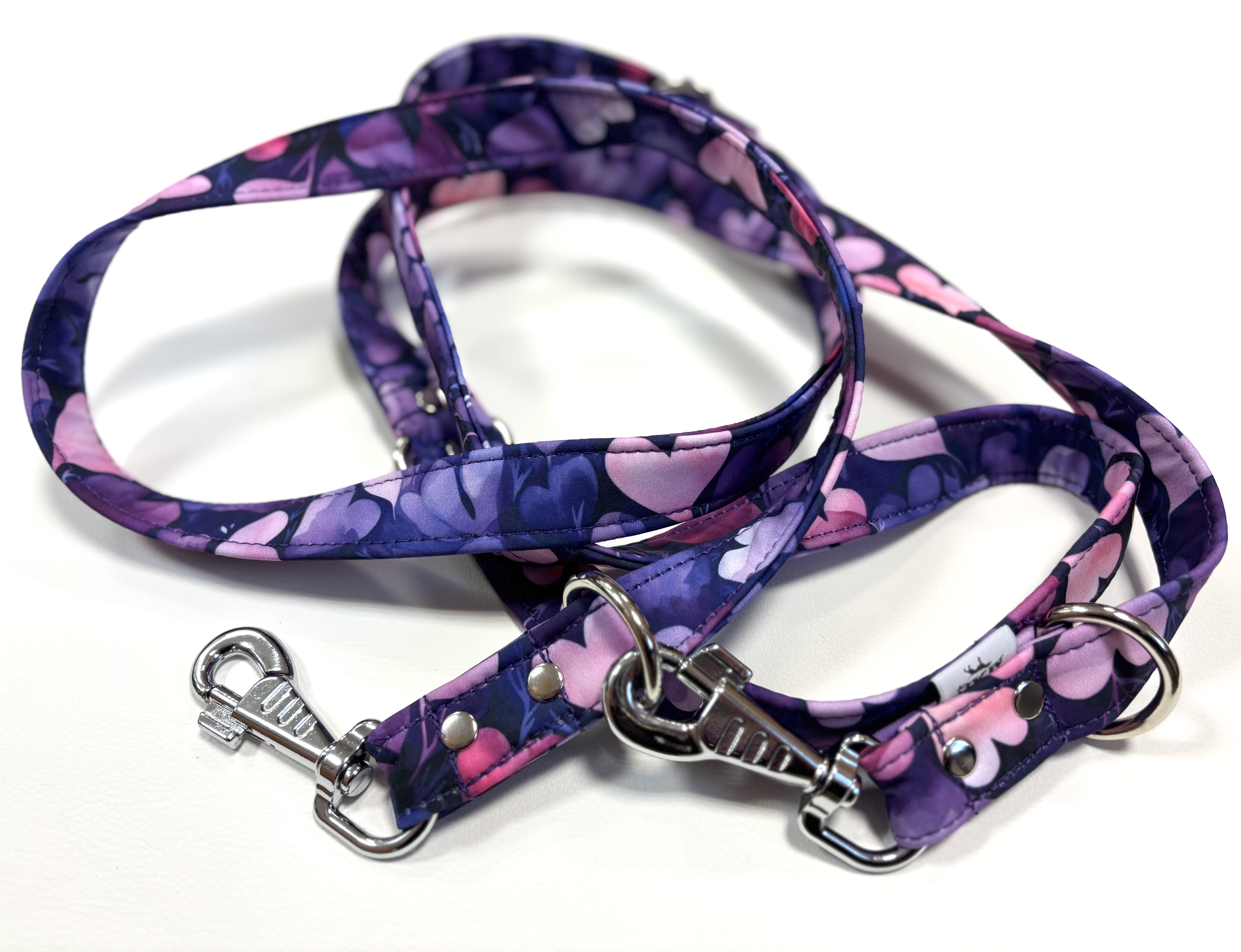 obojek celosoftshell 5cm - fialová srdíčka 