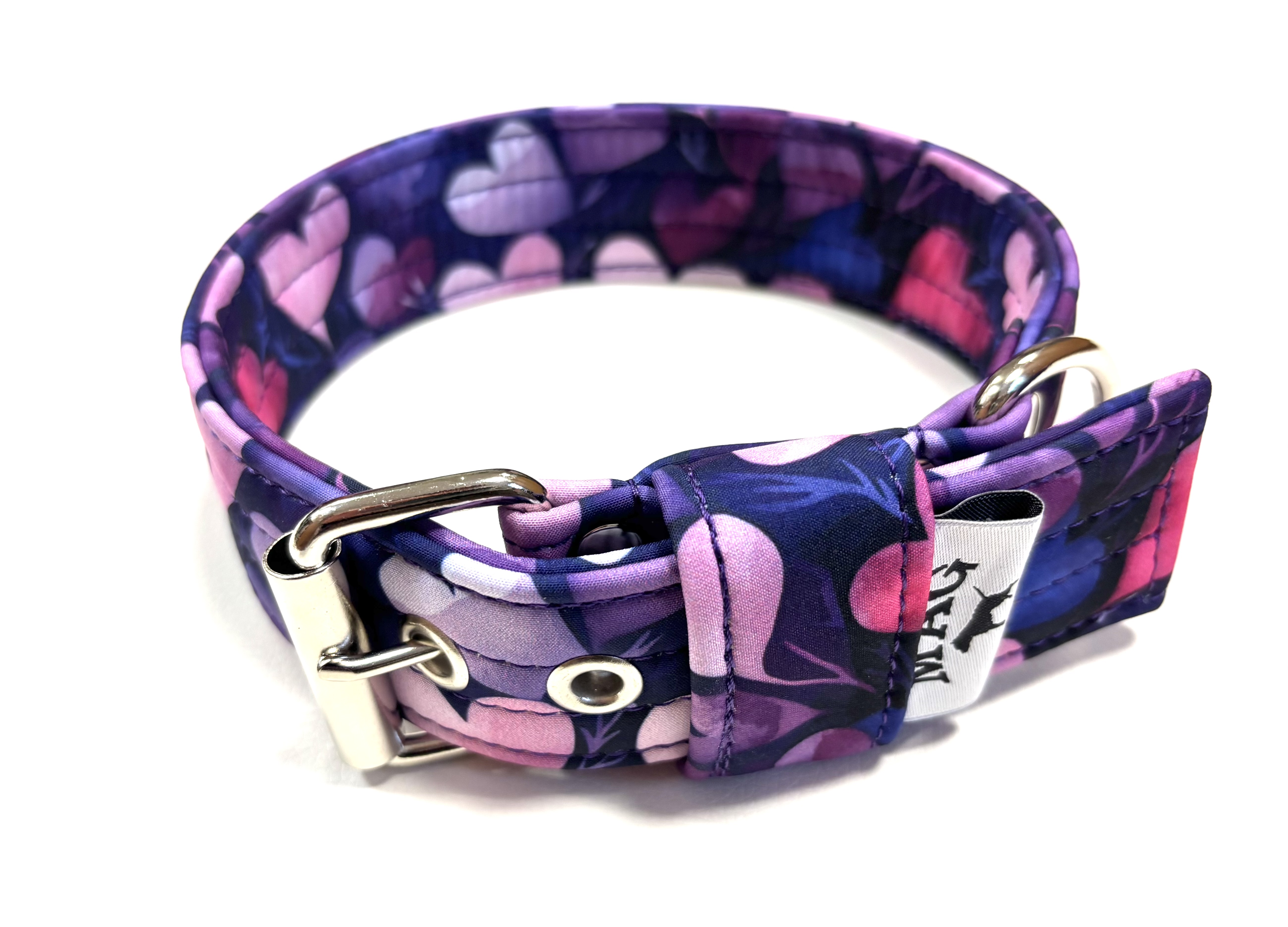 obojek celosoftshell 5cm - fialová srdíčka 