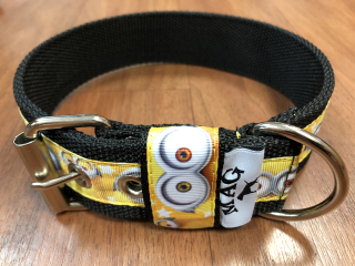 Obojek černý se stuhou 4cm - Minion