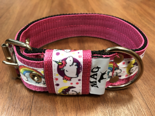 Obojek růžový se stuhou 3cm- Unicorn