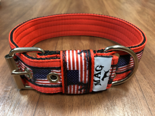 Obojek červený se stuhou 4cm - USA