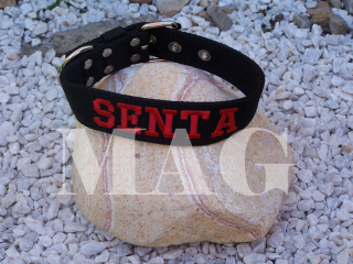 obojek s výšivkou 3cm ,černé kování + softshel