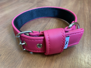 obojek z koženky š.4cm - růžová