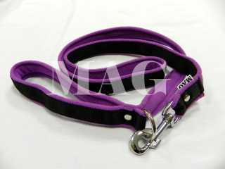 vodítko s uchem černé+ fleec, d.1,5m,š.2,5cm